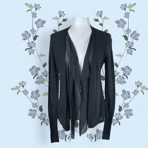 Simple Vera Vera Wang Long Sleeve Black Ribbed Knit Open Wrap Cardigan Size XS